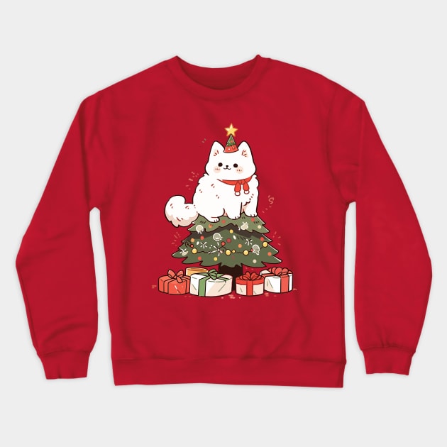 Funny Christmas Tree Cat Crewneck Sweatshirt by Seraphine